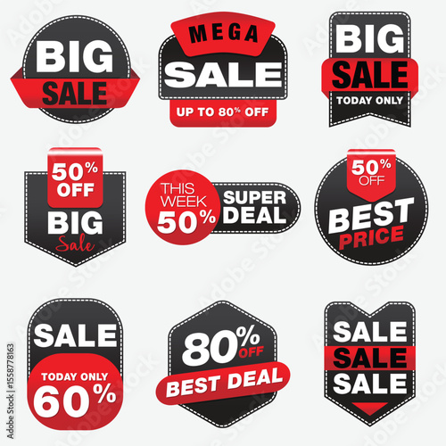 Collection of Discount Labels and price tag Highlighting Special Offers and Big Sales. perfect for advertising sales, discounts, and special promotions in a retail or online environment.
