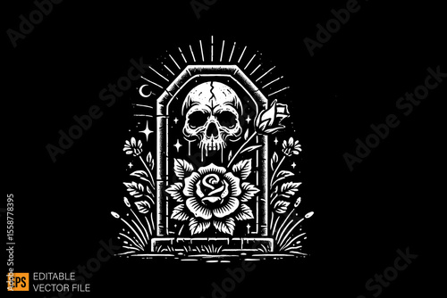 dark horror grave art illustration design black and white backgroud templates