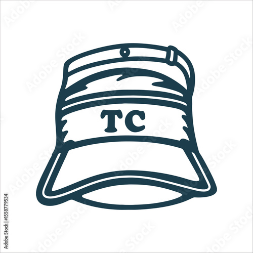 Minimalist Tennis Visor Cap Illustration, Isolated Tennis hat cap