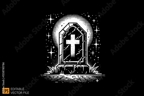 dark horror grave art illustration design black and white backgroud templates