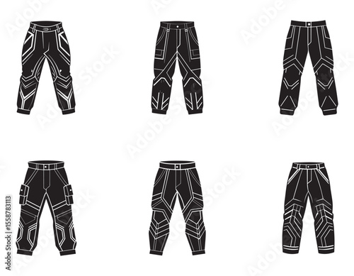 Stylish Cargo Pants Design Technical Flat Sketch	

