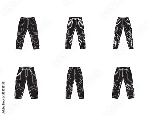 Stylish Cargo Pants Design Technical Flat Sketch	
