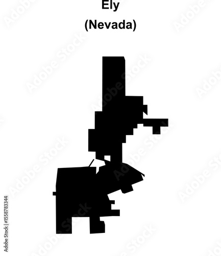 Ely (Nevada) blank outline map