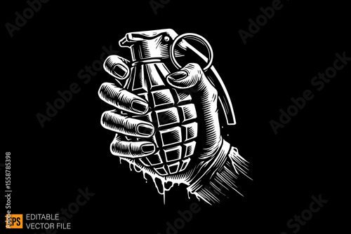 grenade dark horror art illustration design black and white backgroud templates