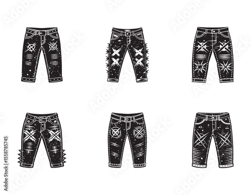 Distressed Denim Shorts Spiked, Ripped, and Edgy Illustration