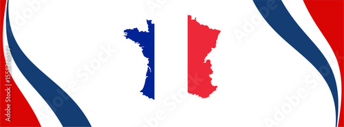 Map of france in french tricolor flag colors with abstract red white and blue stripes on a black background isolated on transparent background