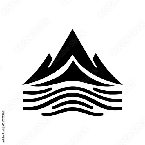 Simple tribal mountain peak in black