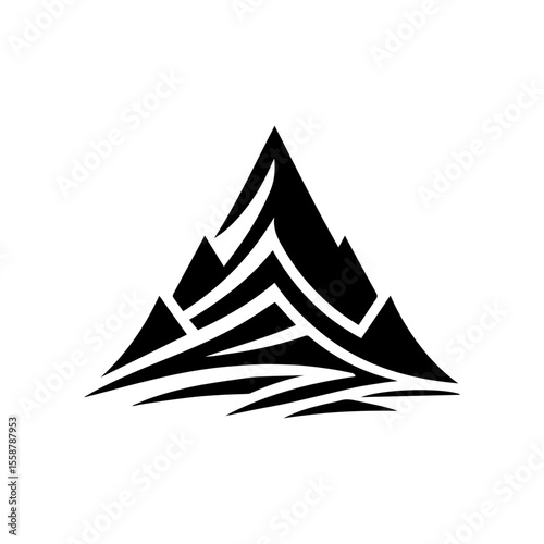 Simple tribal mountain peak in black