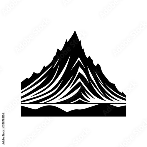 Simple tribal mountain peak in black