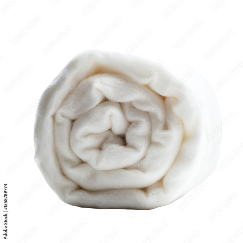 Obraz premium Soft white fluffy roll of wool fiber textile material