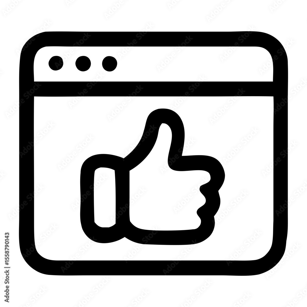 Obraz premium Outline Simple Like Symbol in Browser Window Interface Icon