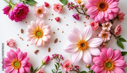 refined flower bouquet d style on a white background gradient color palette minimal highlights warm ambiance lighting high resolution