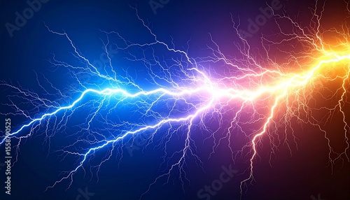 Abstract Visualization of Thunder and Lightning as Raw Electric Energy with Glowing Arcs and Shocks Across a Dark Gradient Background in a Dynamic Modern Tech-Art Composition