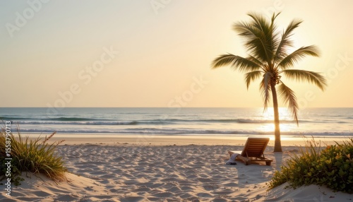 refined beach scene d style on a white background smooth gradients minimal highlights calm ambiance lighting high resolution