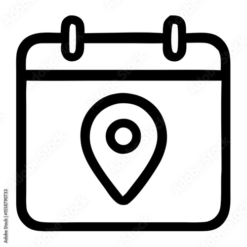 Simple Outline Calendar with Location Pin Element Symbol Icon