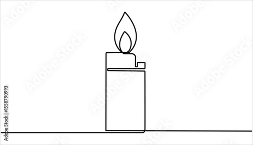 Lighter Continuous one line drawing illustration. abstract line art illustration. Continuous line drawing. Lighter. Black isolated on white background. Hand drawn vector illustration. 