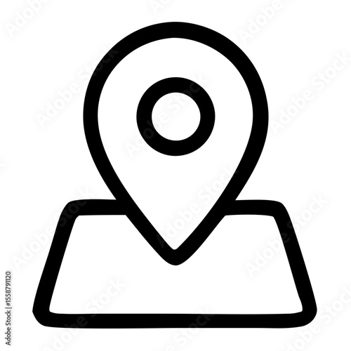 Handdrawn Simple Outline Map Pointer Location Mark Navigation Icon