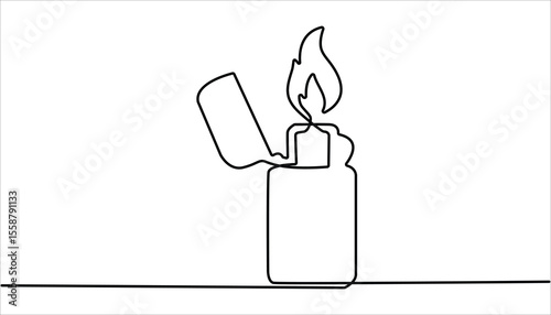 Lighter Continuous one line drawing illustration. abstract line art illustration. Continuous line drawing. Lighter. Black isolated on white background. Hand drawn vector illustration. 