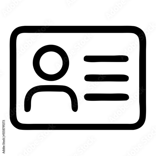 Simple Outline Identity Card with Person Icon Badge and Information Graphic
