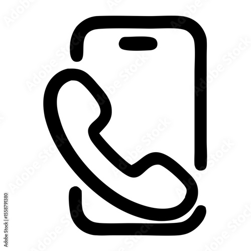 Minimalist Outline Mobile Phone Call Icon for Communication and Connection