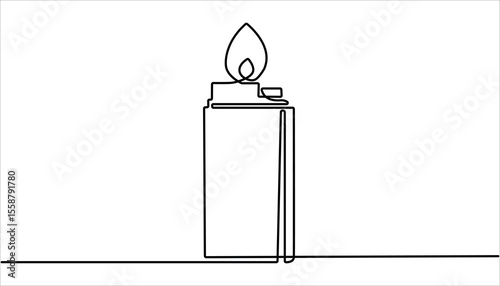 Lighter Continuous one line drawing illustration. abstract line art illustration. Continuous line drawing. Lighter. Black isolated on white background. Hand drawn vector illustration. 