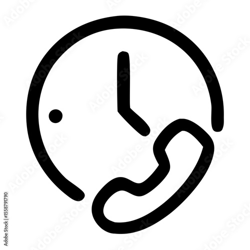 Handdrawn Outline Time Phone Call Service Communication Icon Design