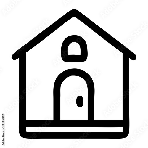 Minimalist Outline Person Inside House Simple Shape Symbol Icon
