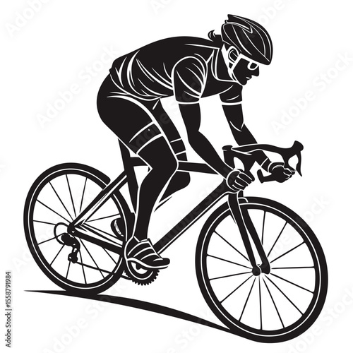 Powerful Cyclist Silhouette: Vector Graphic for Cycling Enthusiasts