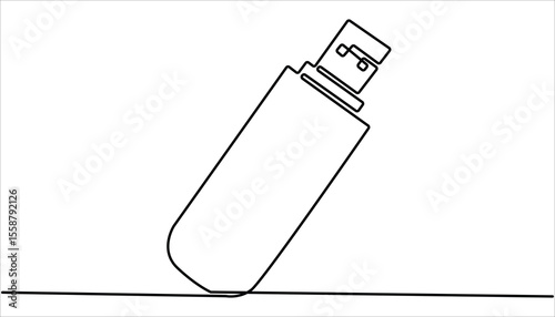 Flash drive line continuous drawing vector. Usb flash Continuous one line drawing illustration. abstract line art illustration. Flash drive linear icon. Continuous outline of a Flash drive.