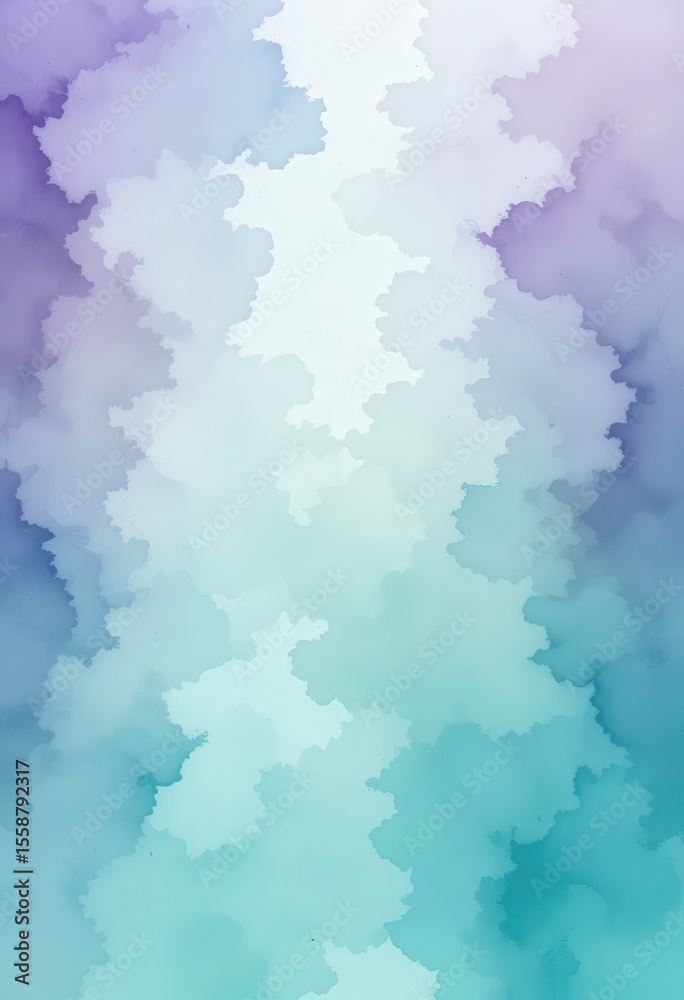 Obraz premium Serene Mint and Lavender Watercolor Blend with Subtle Textures and Spacious Center