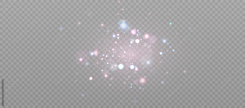 A bokeh and glitter effect of glowing pastel colored particles floating on a transparent PNG background. Perfect for fantasy visuals, magical effects, UI overlays and ethereal compositions.