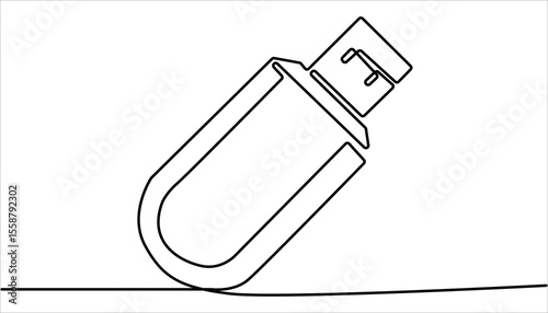 Flash drive line continuous drawing vector. Usb flash Continuous one line drawing illustration. abstract line art illustration. Flash drive linear icon. Continuous outline of a Flash drive.