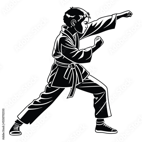 Martial Arts: Youth in a Striking Pose