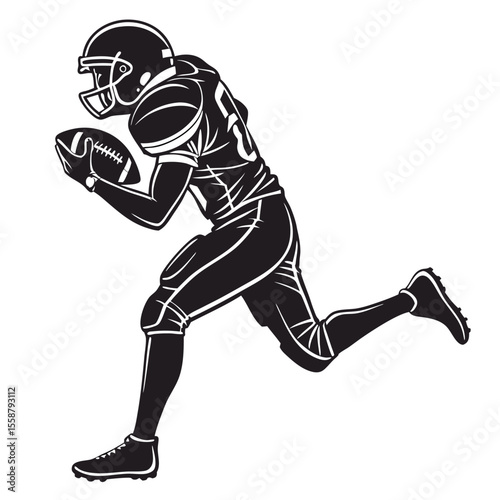 Powerful American Football Player Silhouette: Action Shot Graphic