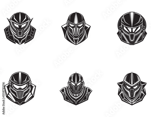 Stylized Helmet Illustration A Bold, Black and White Design