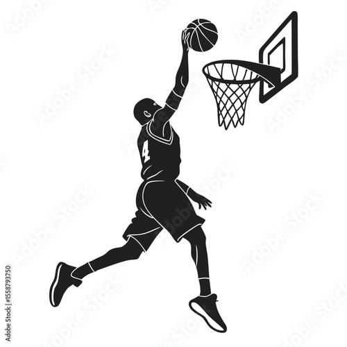 Basketball Player Silhouette: Dunk Shot Graphic