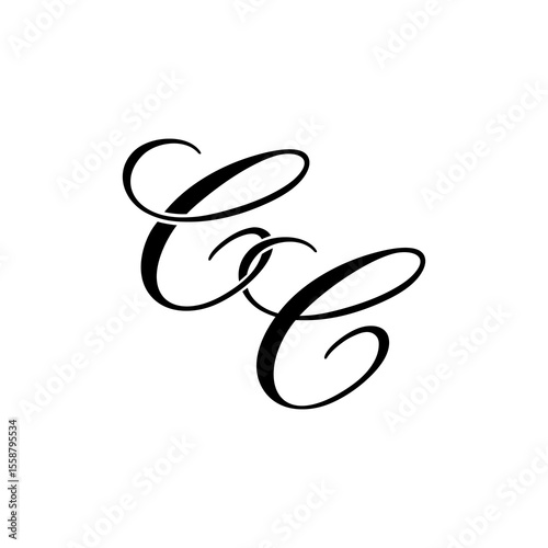 Elegant CC Monogram Logo in Black Script – Luxury Calligraphy Initial Design on White Background