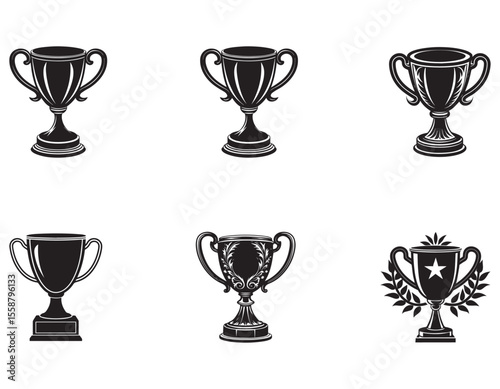 Elegant Black and White Vintage Trophy Illustration A Star-Shaped Award Design	
