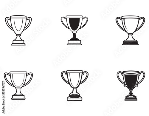 Elegant Black and White Two-Handled Trophy Illustration	
