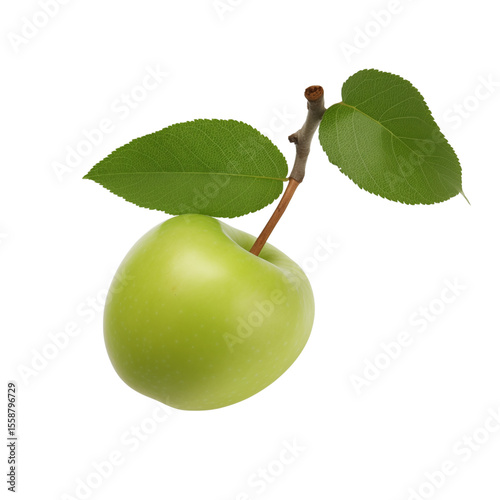 Wallpaper Mural Green apple with stem and leaves, isolated on transparent background Torontodigital.ca