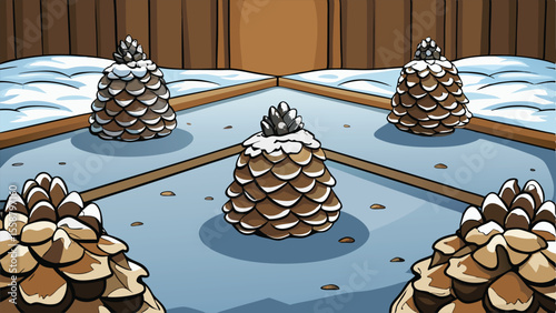 Frost Covered Pine Cones Winter Decor.