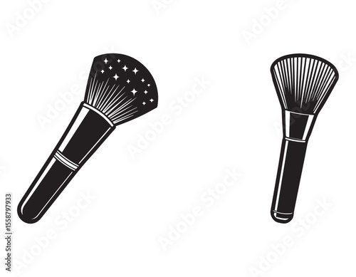 minimal makeup brush vector on white background 