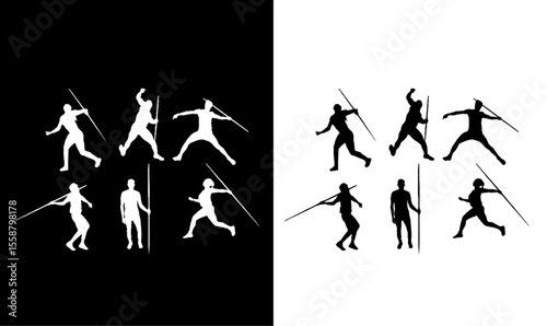 javelin silhouette set vector illustration, javelin, throw, sports, sport, silhouettes, silhouette, black, set, vector, art, design, illustration,