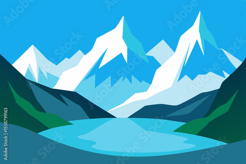 Serene Mountain Lake Majestic Peaks and Tranquil Waters