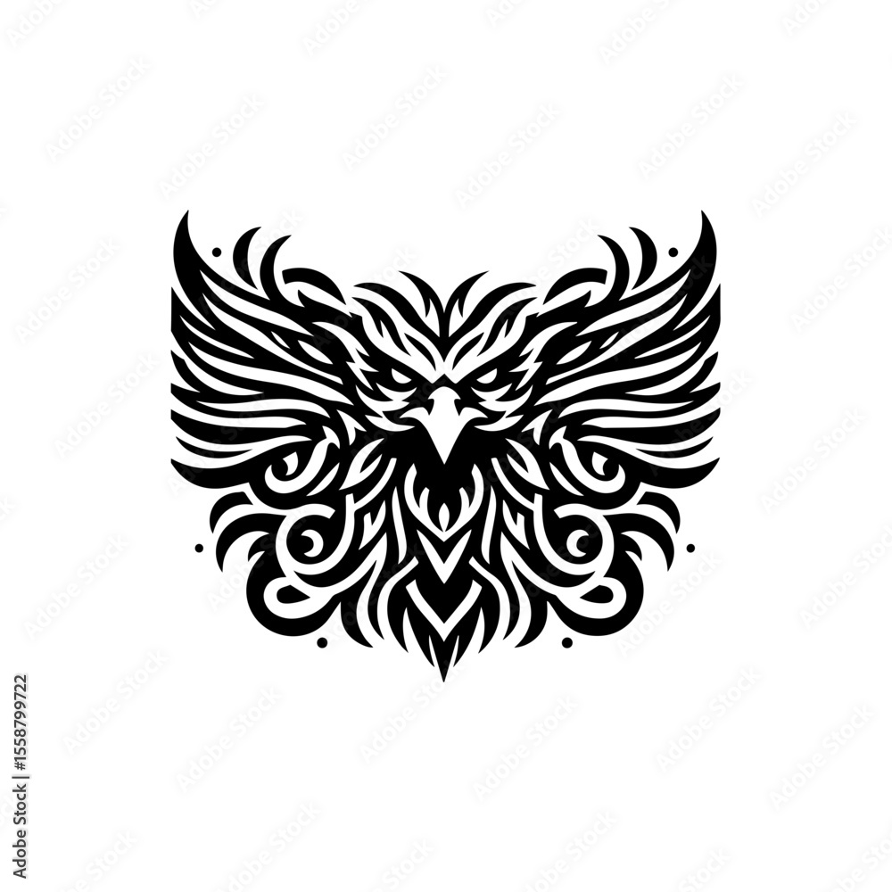 Fototapeta premium Tribal eagle head outline in black