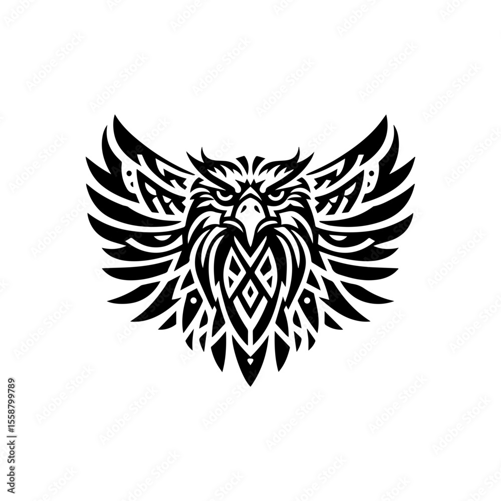 Fototapeta premium Tribal eagle head outline in black