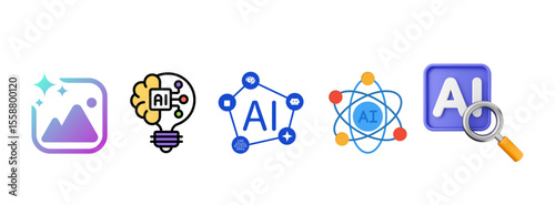 Automation and ai icon set. Containing machine learning, data science, AI, virtual assistant, generative AI, technology, Turing test and more. Solid vector icons collection.