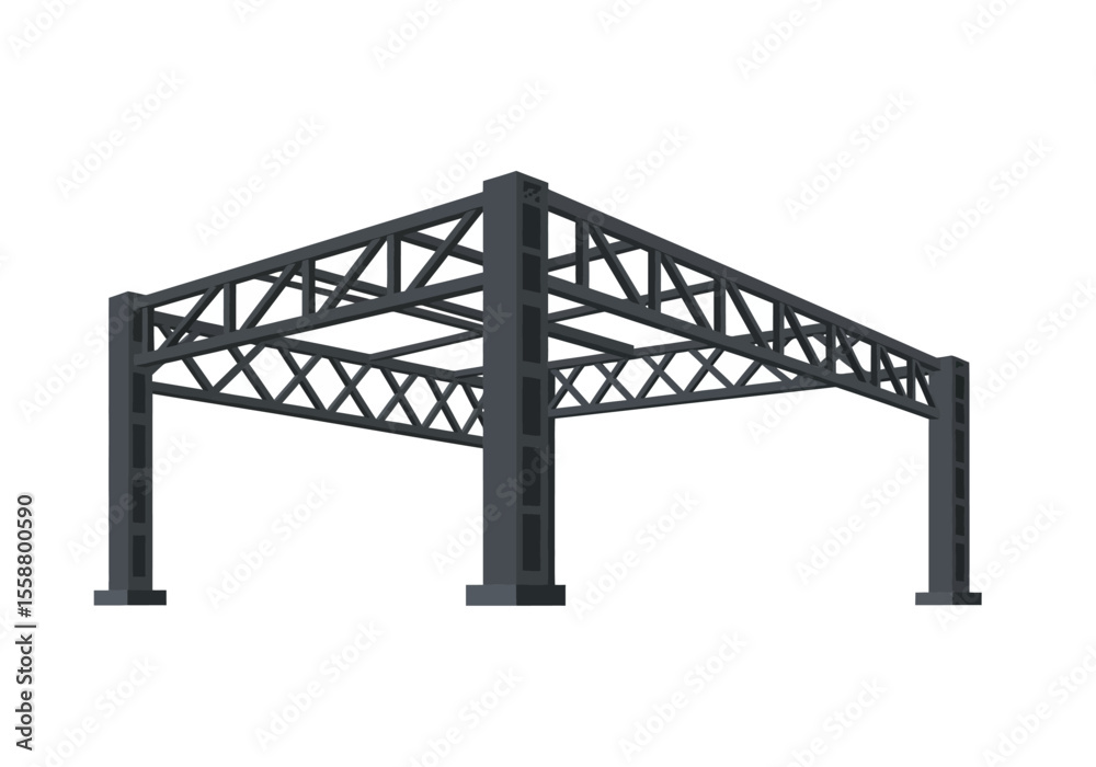 Fototapeta premium A gray metal truss structure stands against a white background