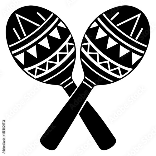 Crossed maracas musical instrument black silhouette vector illustration
