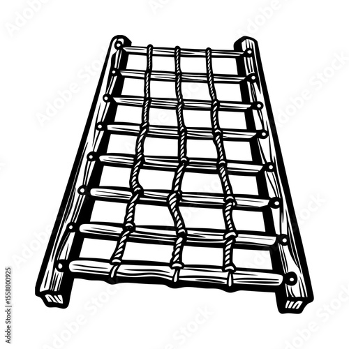 Rope bridge adventure climbing frame silhouette vector illustration